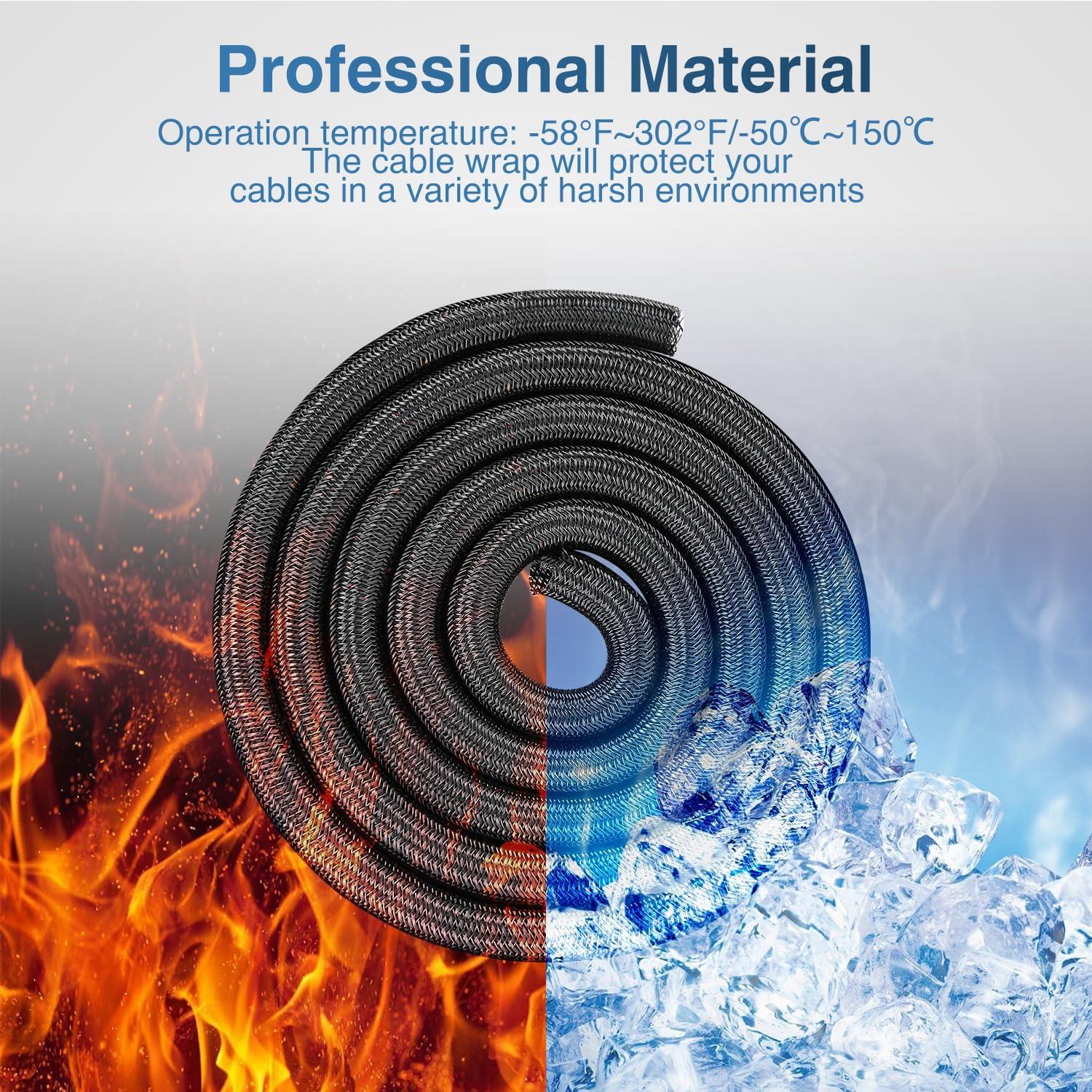 image:imageNilight Cable Sleeve10ft14inch Cord Management Sleeves Braided Sleeving Split Self Wrapping Wire Loom for Computer Electrical Automotive Harness Protector Organizer WhiteBlack