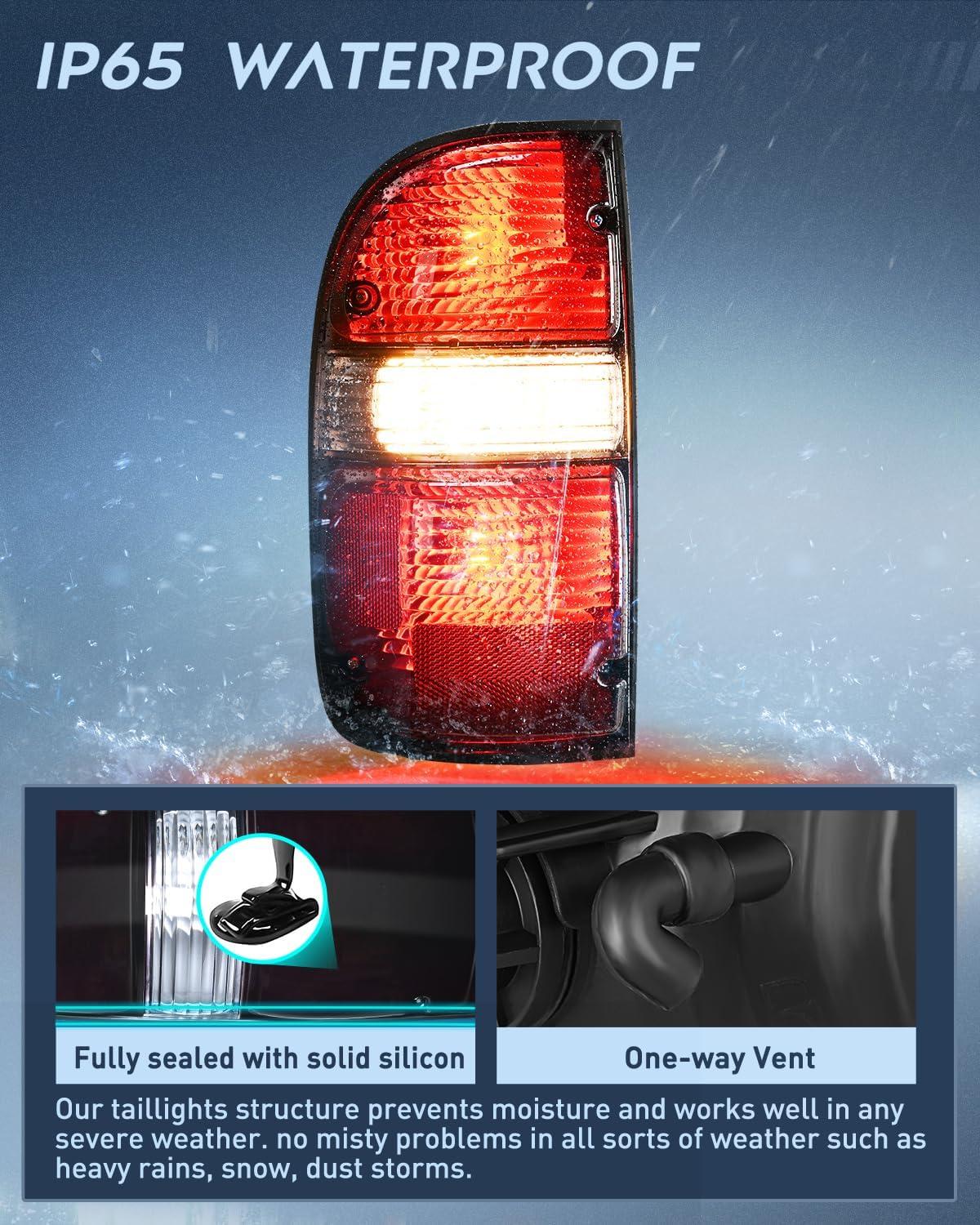 image:imageNilight Headlight Assembly Compatible with 2001 2002 2003 2004 Toyota Tacoma Replacement Headlamp Chrome Housing Amber Reflector Driver and Passenger SideDark RedDriver