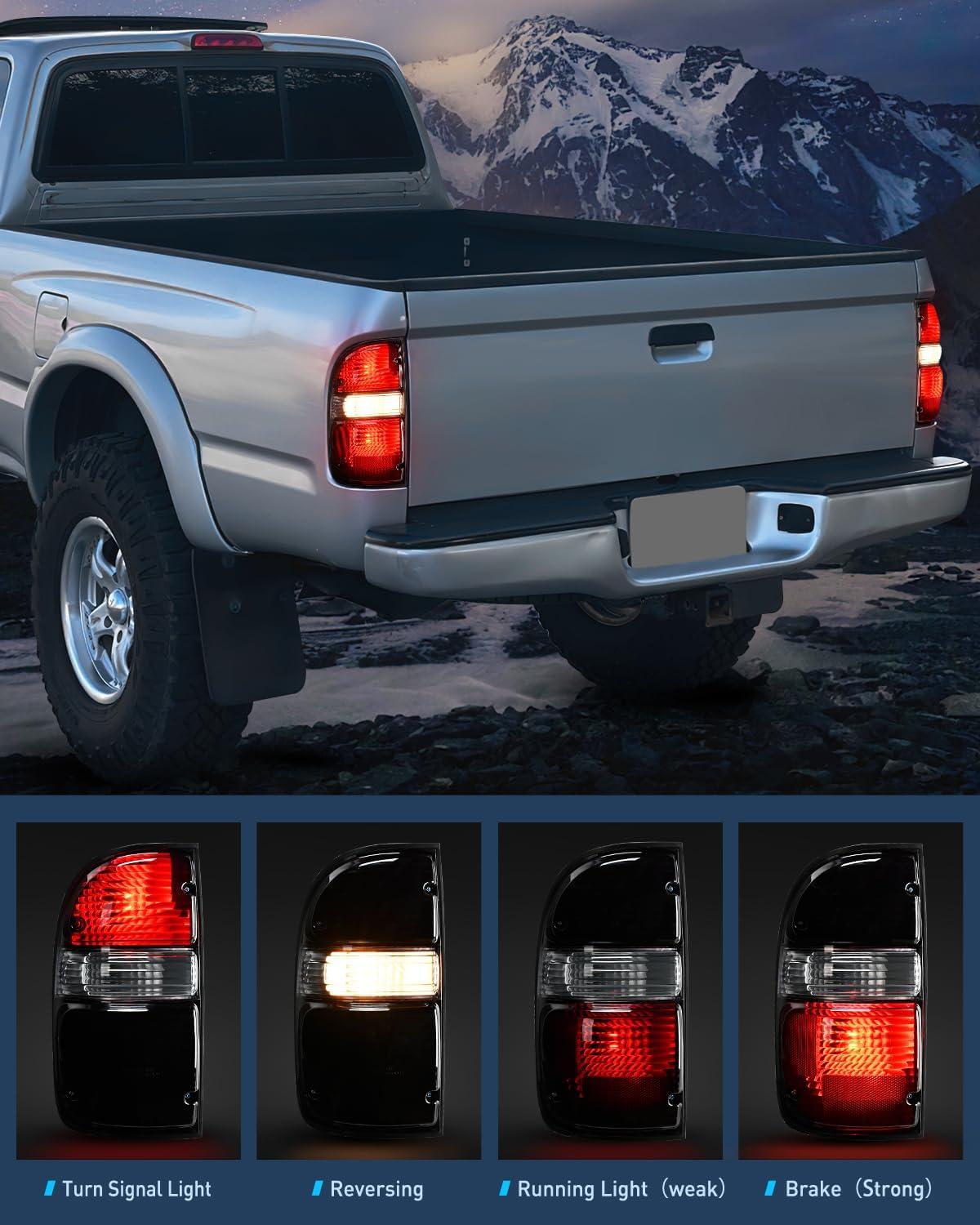 image:imageNilight Headlight Assembly Compatible with 2001 2002 2003 2004 Toyota Tacoma Replacement Headlamp Chrome Housing Amber Reflector Driver and Passenger SideDark RedDriver
