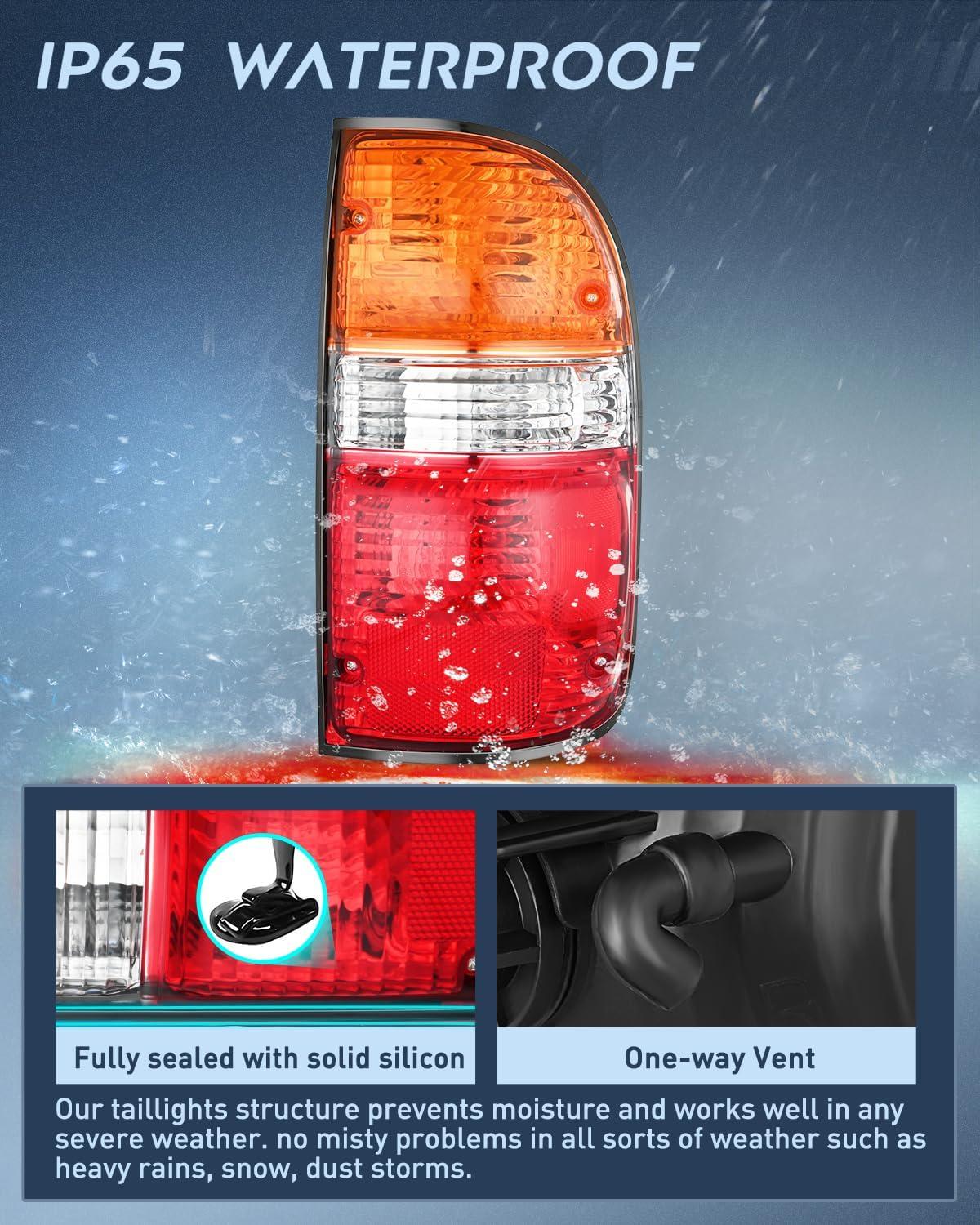 image:imageNilight Headlight Assembly Compatible with 2001 2002 2003 2004 Toyota Tacoma Replacement Headlamp Chrome Housing Amber Reflector Driver and Passenger SidePassenger Side