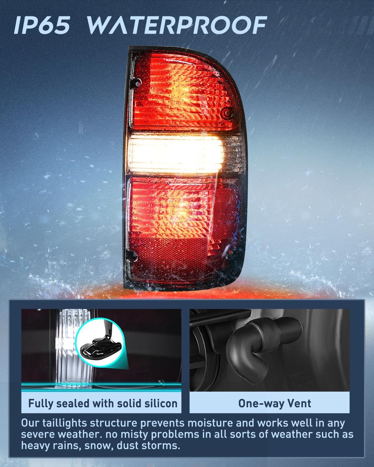 image:imageNilight Headlight Assembly Compatible with 2001 2002 2003 2004 Toyota Tacoma Replacement Headlamp Chrome Housing Amber Reflector Driver and Passenger SideDark RedPassenger