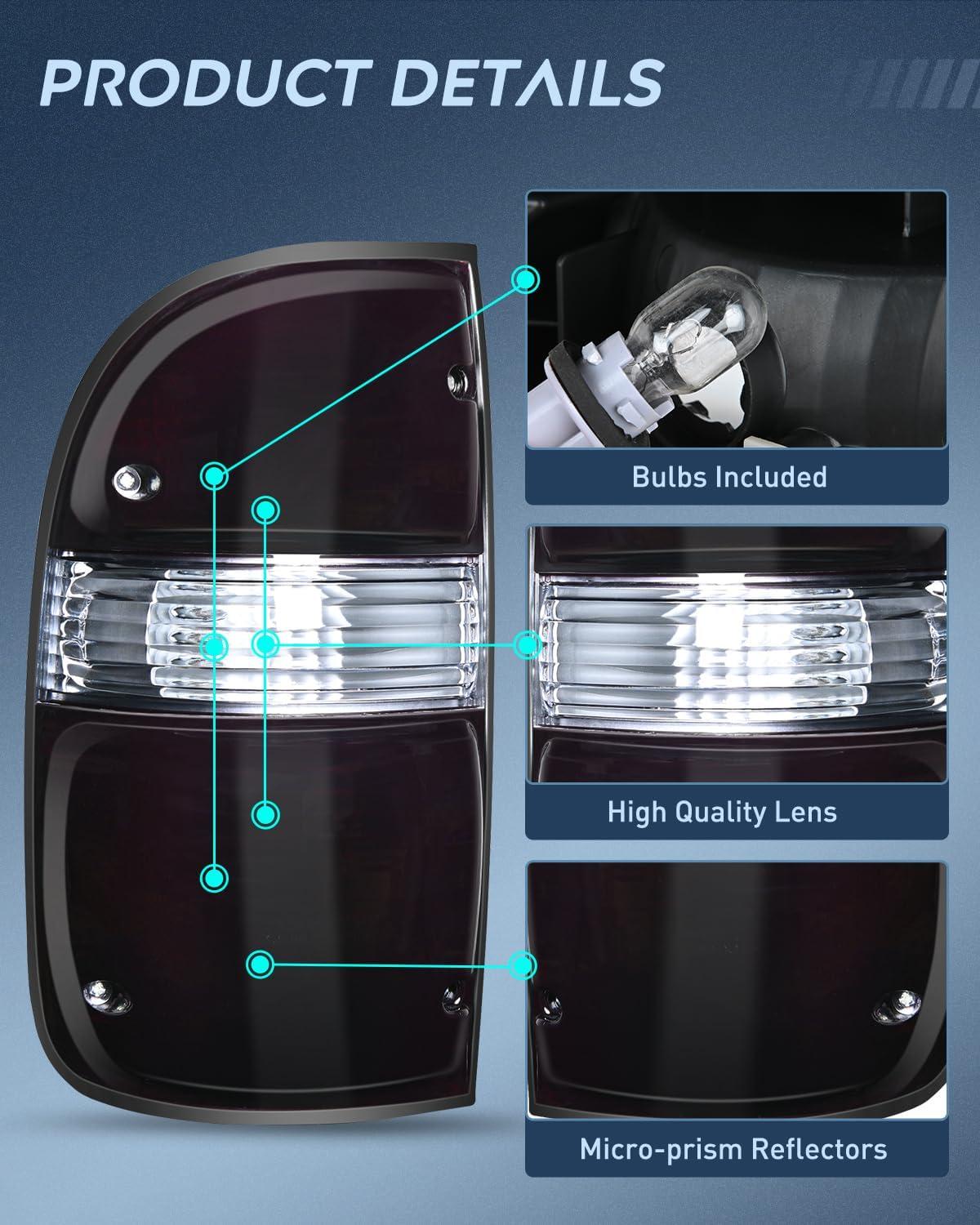 image:imageNilight Headlight Assembly Compatible with 2001 2002 2003 2004 Toyota Tacoma Replacement Headlamp Chrome Housing Amber Reflector Driver and Passenger SideDark RedDriver