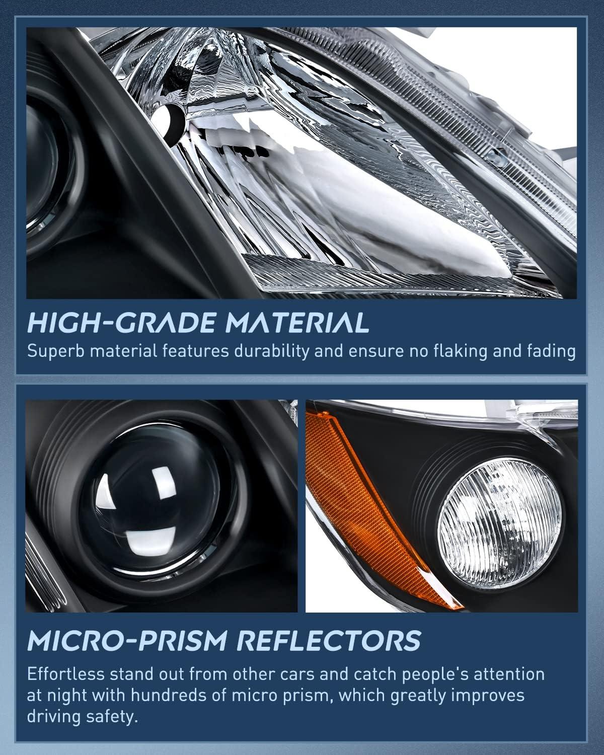 image:imageNilight Headlight Assembly Compatible with 2007 2008 2009 Toyota Camry Headlamps Replacement Black Housing Amber Reflector Driver and Passenger SideBlack Housing Amber Reflector