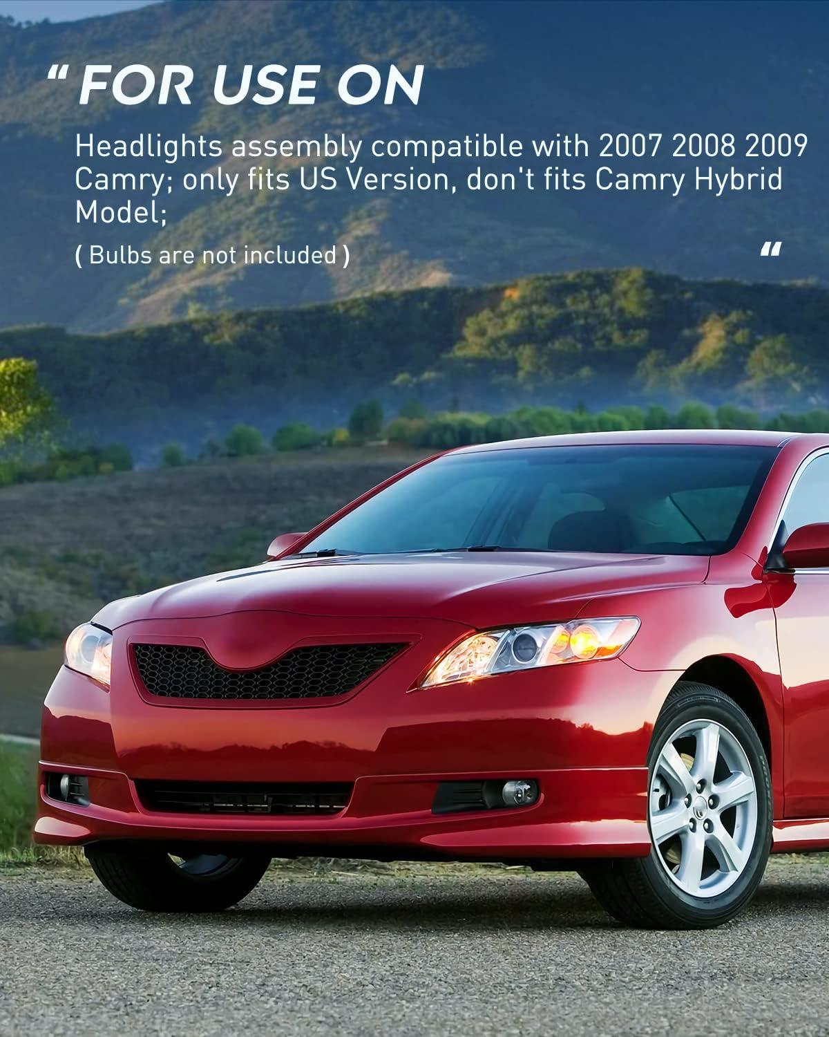 image:imageNilight Headlight Assembly Compatible with 2007 2008 2009 Toyota Camry Headlamps Replacement Black Housing Amber Reflector Driver and Passenger SideChrome Housing Amber Reflector