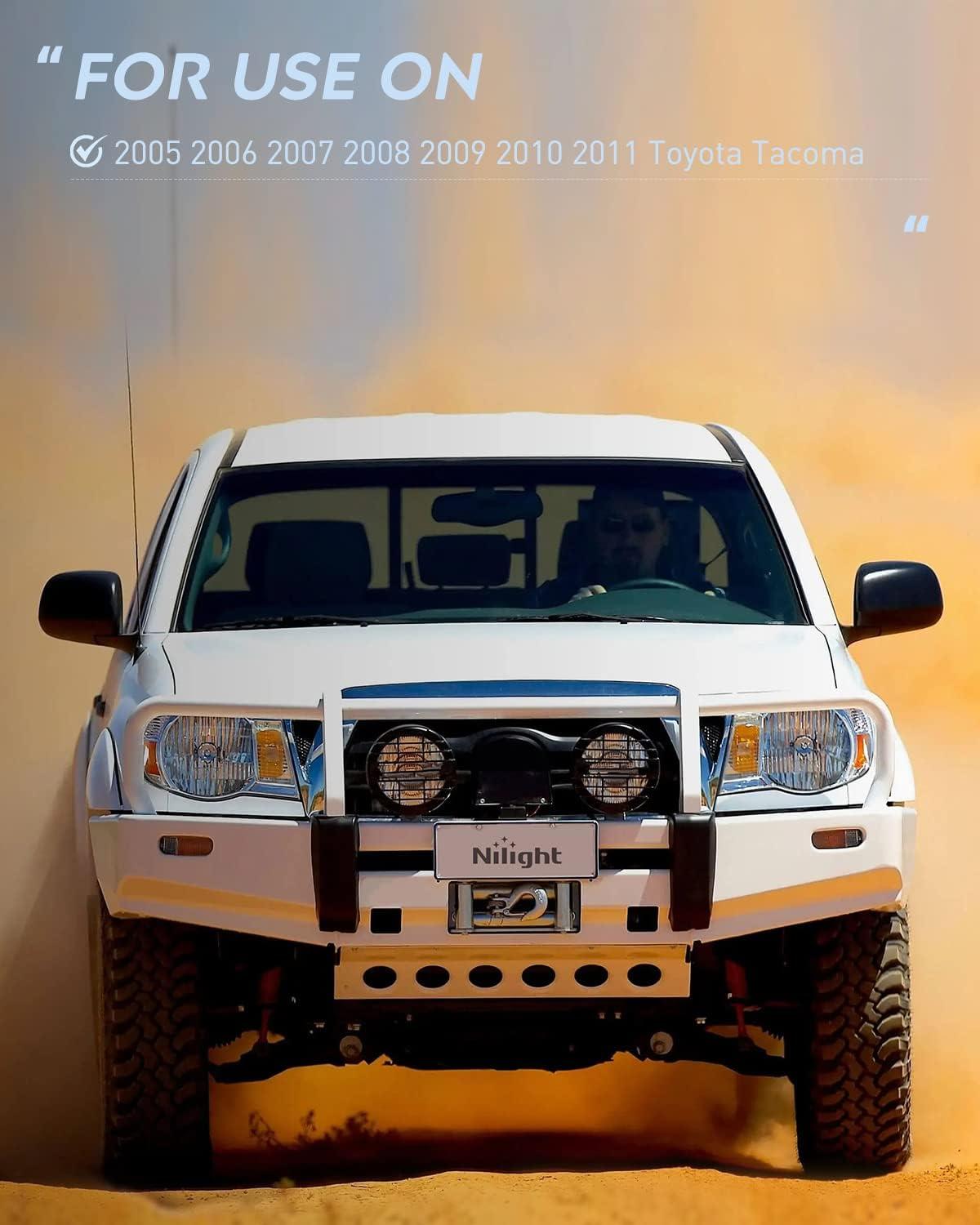 image:imageNilight Headlight Assembly for 2005 2006 2007 2008 2009 2010 2011 Toyota Tacoma Replacement Headlamp Chrome Housing Amber ReflectorChrome Housing Amber Reflector