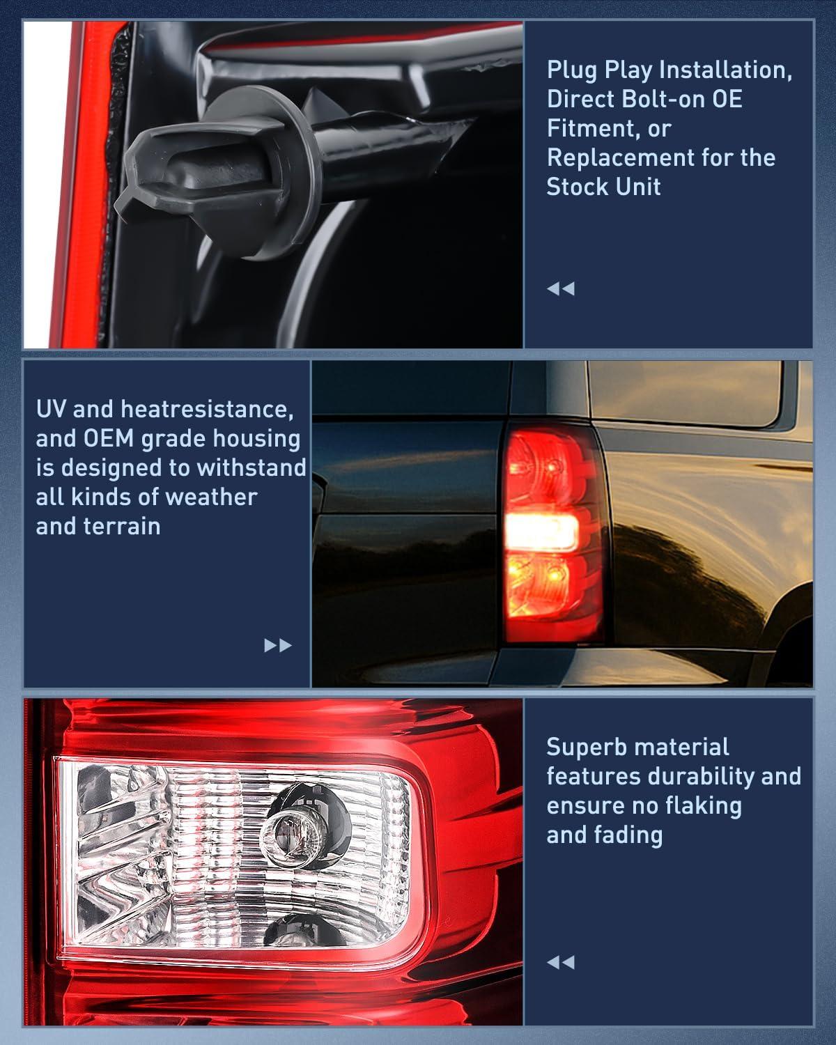 image:imageNilight Headlight Assembly for 2007 2008 2009 2010 2011 2012 2013 2014 Chevy Avalanche Tahoe Suburban 1500 2500 Replacement Headlamp Bumper Lamp Set Black Housing Amber ReflectorRedPassenger Side