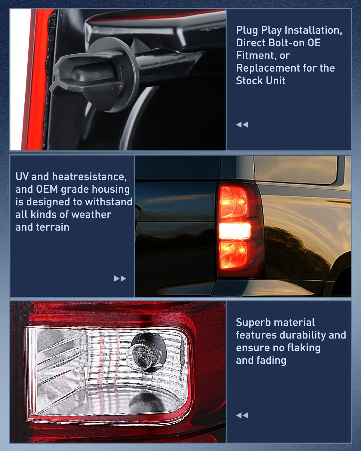 image:imageNilight Headlight Assembly for 2007 2008 2009 2010 2011 2012 2013 2014 Chevy Avalanche Tahoe Suburban 1500 2500 Replacement Headlamp Bumper Lamp Set Black Housing Amber Reflector Smoked LensSmokePassenger Side