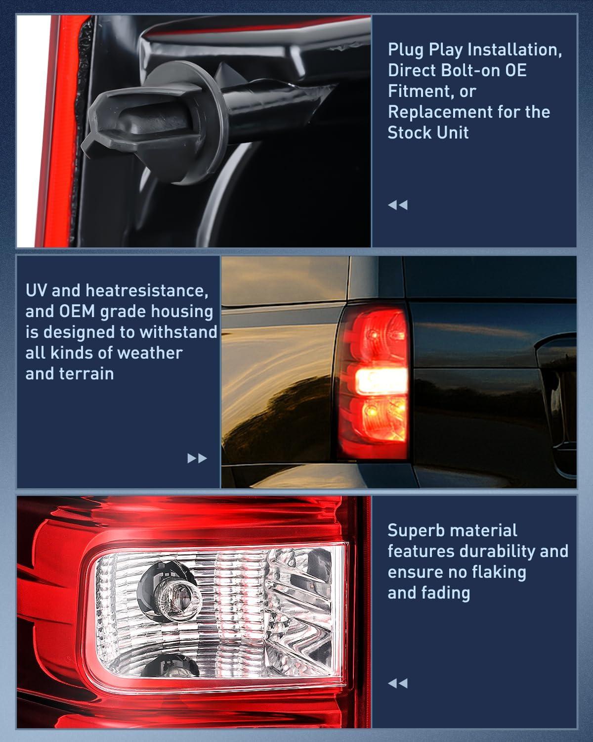 image:imageNilight Headlight Assembly for 2007 2008 2009 2010 2011 2012 2013 2014 Chevy Avalanche Tahoe Suburban 1500 2500 Replacement Headlamp Bumper Lamp Set Black Housing Amber Reflector Smoked LensRedDriver Side