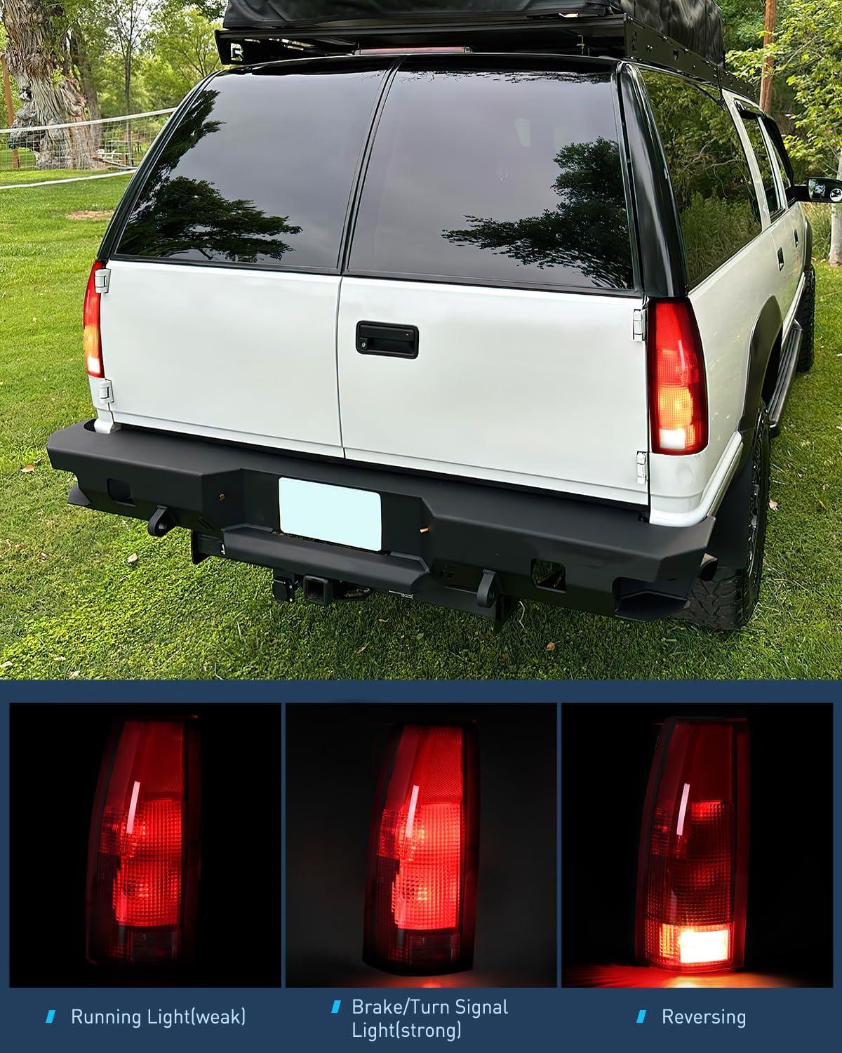 image:imageNilight Headlight and Taillight Assembly Combo Compatible with 1994 1995 1996 1997 1998 Chevy Silverado Tahoe Suburban C10 CK 1500 2500 3500 Tail Light Chrome Housing Clear Reflector Bumper LampBlack Housing Amber Reflector wTailight
