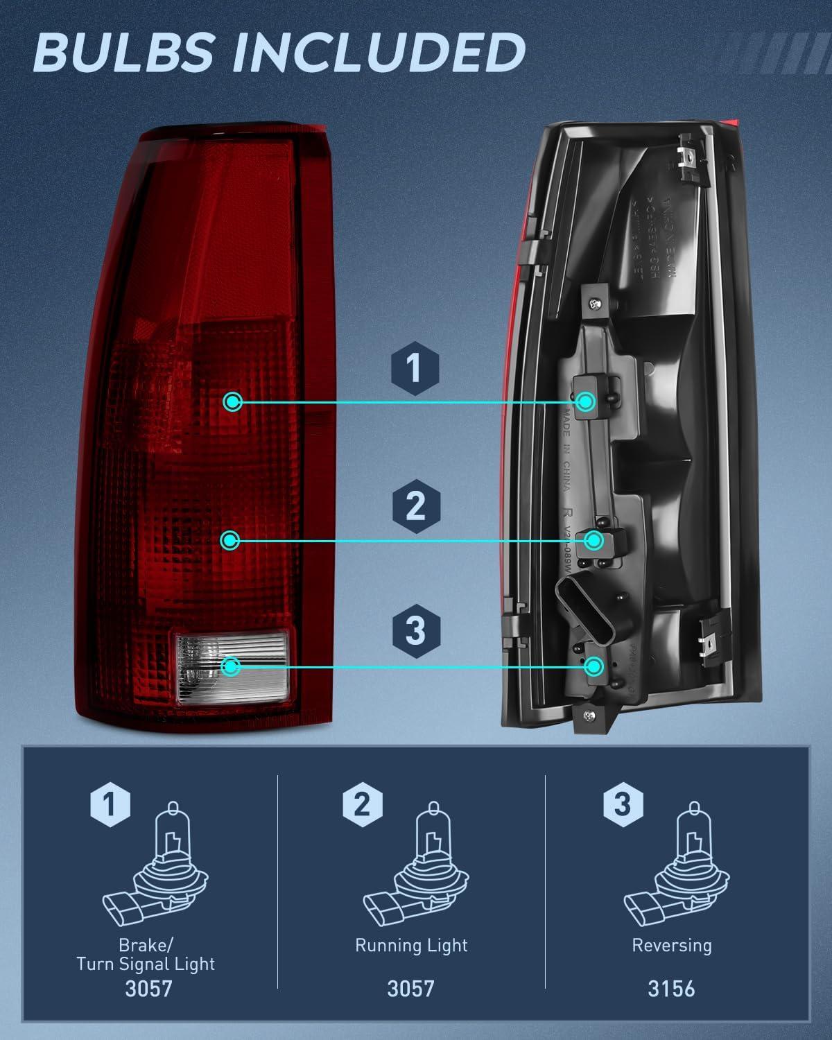 image:imageNilight Headlight and Taillight Assembly Combo Compatible with 1994 1995 1996 1997 1998 Chevy Silverado Tahoe Suburban C10 CK 1500 2500 3500 Tail Light Chrome Housing Clear Reflector Bumper LampSmoke Lens Amber Reflector wTaillight