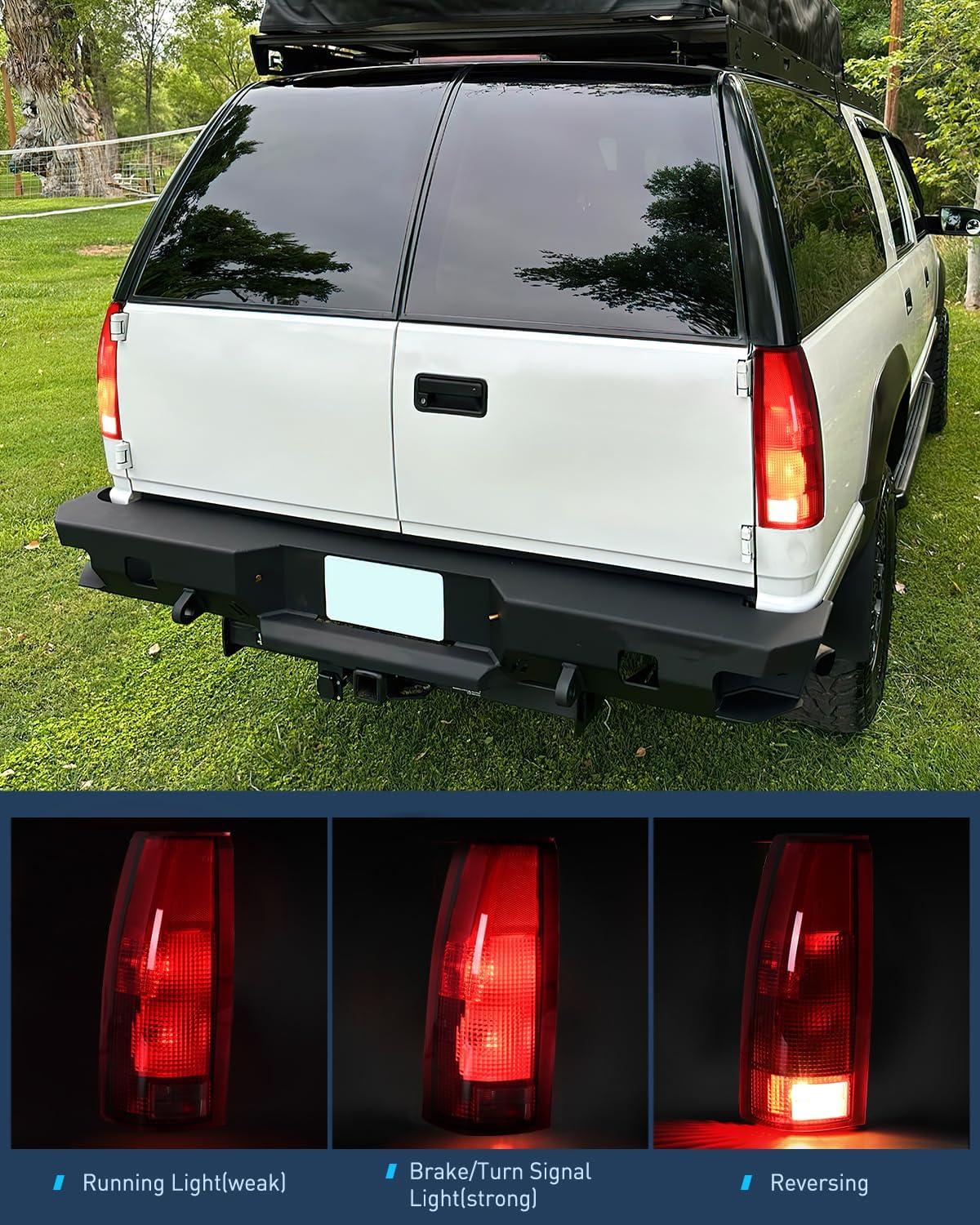 image:imageNilight Headlight and Taillight Assembly Combo Compatible with 1994 1995 1996 1997 1998 Chevy Silverado Tahoe Suburban C10 CK 1500 2500 3500 Tail Light Chrome Housing Clear Reflector Bumper LampChrome Housing Amber Reflector Combo