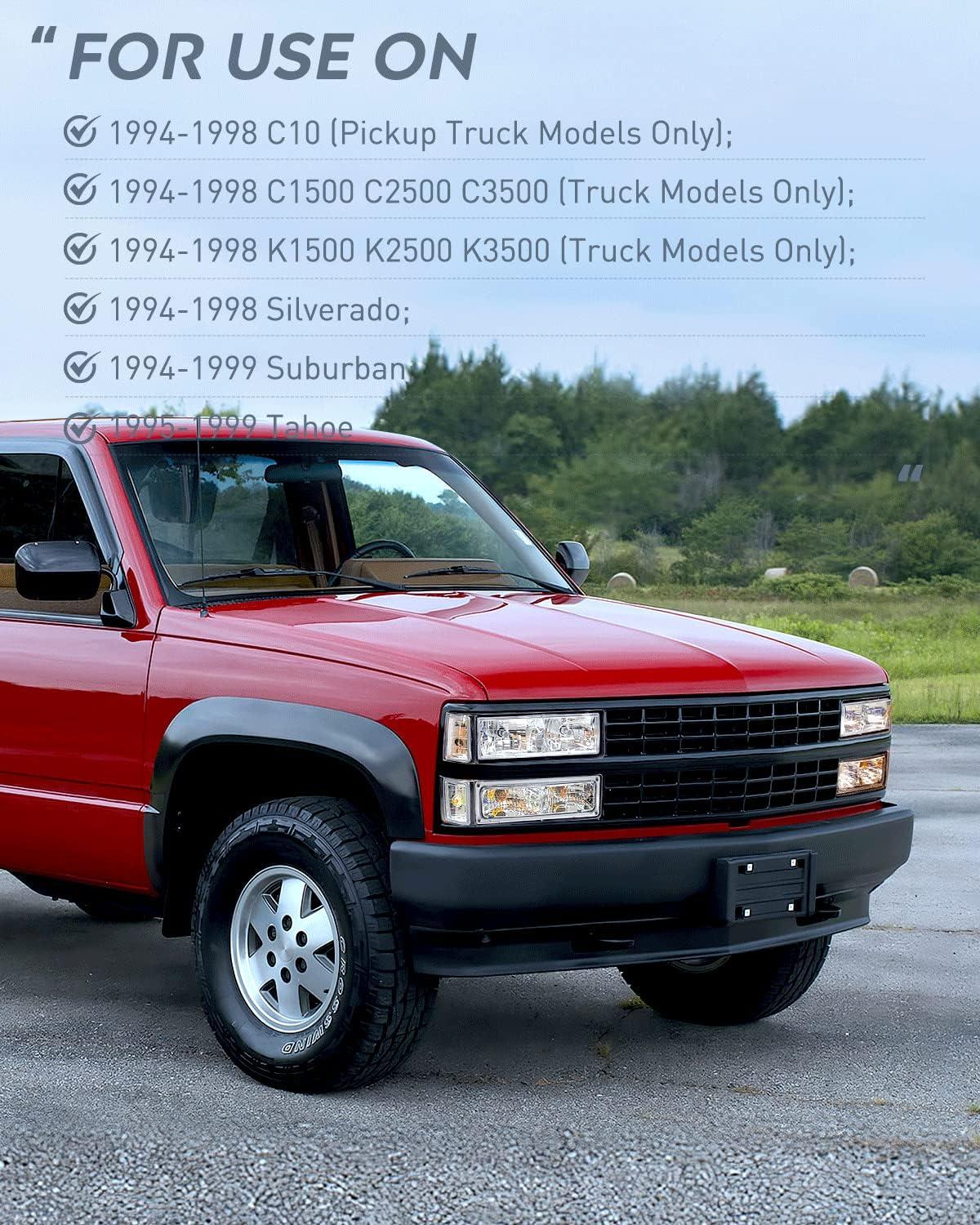 image:imageNilight Headlight and Taillight Assembly Combo Compatible with 1994 1995 1996 1997 1998 Chevy Silverado Tahoe Suburban C10 CK 1500 2500 3500 Tail Light Chrome Housing Clear Reflector Bumper LampChrome Housing Clear Reflector