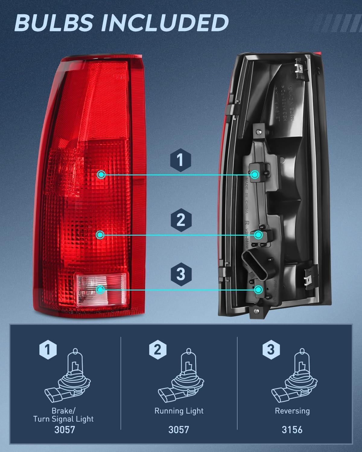 image:imageNilight Headlight and Taillight Assembly Combo Compatible with 1994 1995 1996 1997 1998 Chevy Silverado Tahoe Suburban C10 CK 1500 2500 3500 Tail Light Chrome Housing Clear Reflector Bumper LampChrome Housing Amber Reflector Combo
