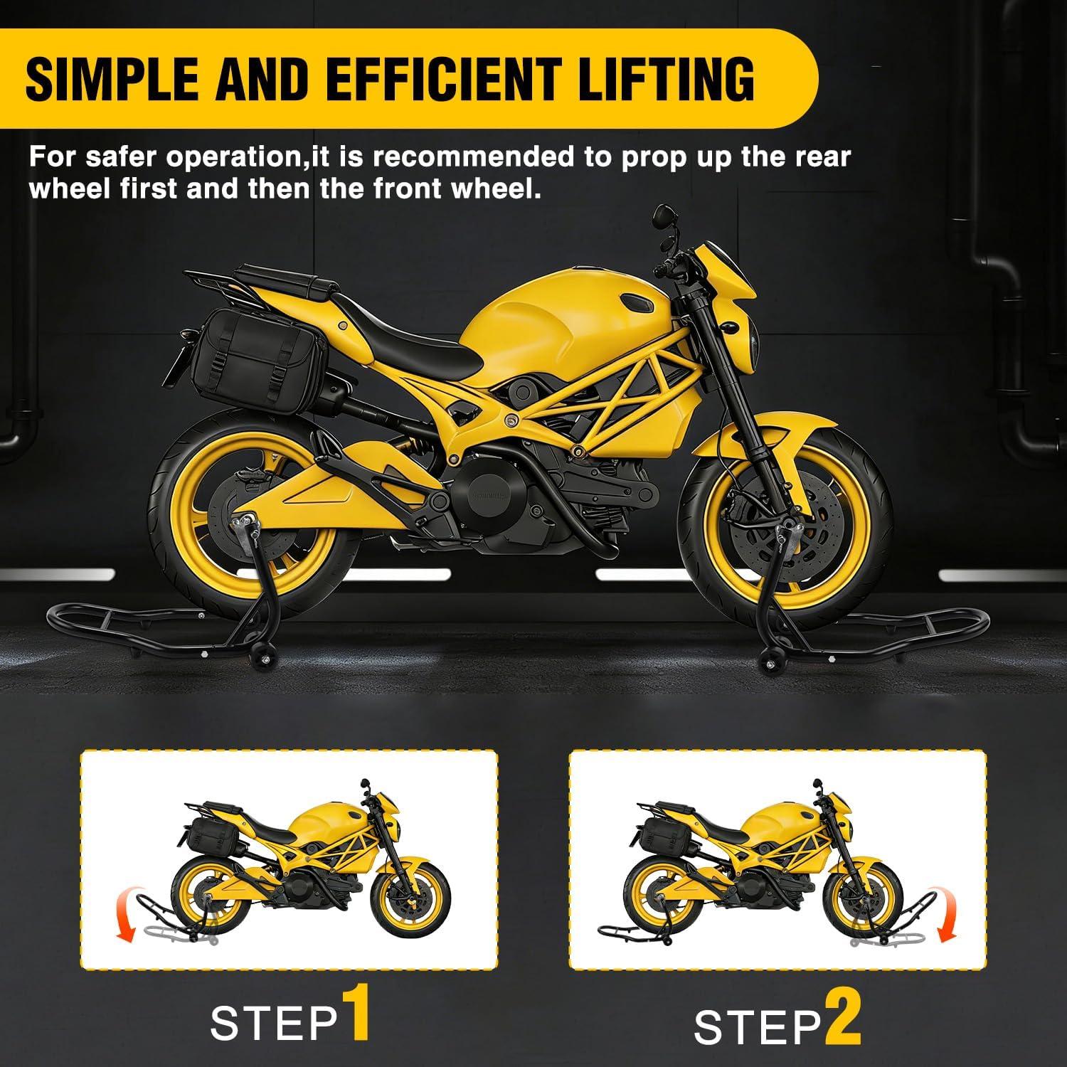 image:imageNilight Universal Motorcycle Stand Lift 850lbs Front Rear Combo Stand Lift Stand Front Wheel Fork Stand Rear UL Fork Swingarm Spool Stand for Most Yamaha Honda Kawasaki Suzuki Motorcycles