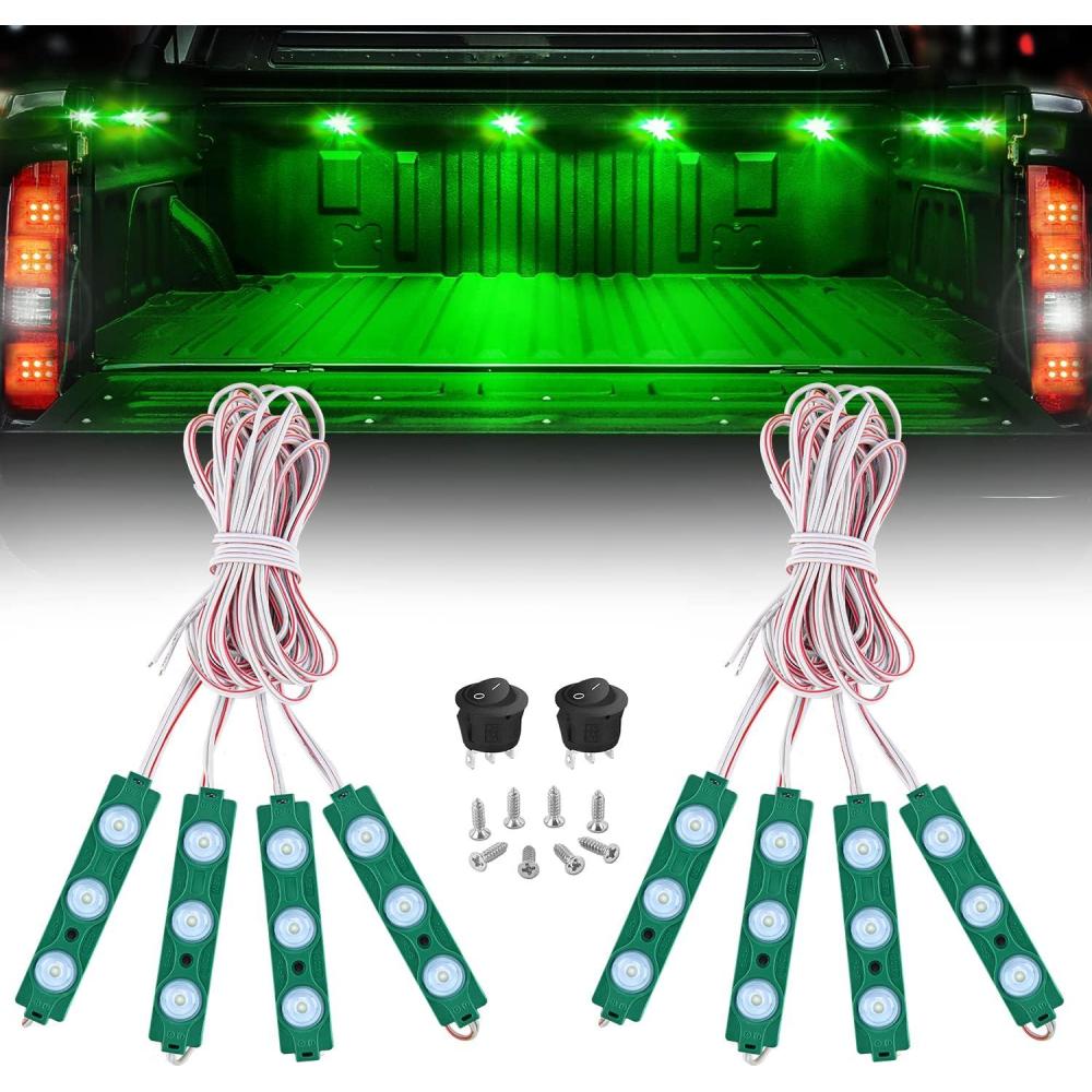 image:imageNilight 2PCS 70 Inch Emergency Strobe Light Strip with Controller 864 LED White Running Board Lights Flexible Side Flashing Warning Caution Safety Waterproof for Truck Construction PickupGreen