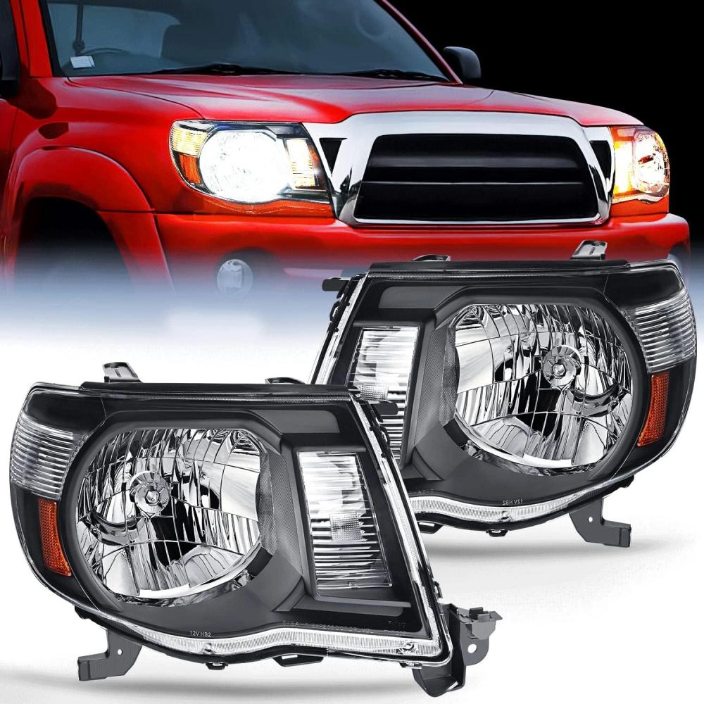 image:imageNilight Headlight Assembly for 2005 2006 2007 2008 2009 2010 2011 Toyota Tacoma Replacement Headlamp Chrome Housing Amber ReflectorBlack Housing Amber Reflector