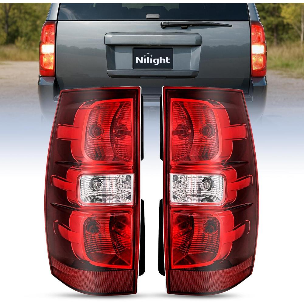 image:imageNilight Headlight Assembly for 2007 2008 2009 2010 2011 2012 2013 2014 Chevy Avalanche Tahoe Suburban 1500 2500 Replacement Headlamp Bumper Lamp Set Black Housing Amber ReflectorRedPair