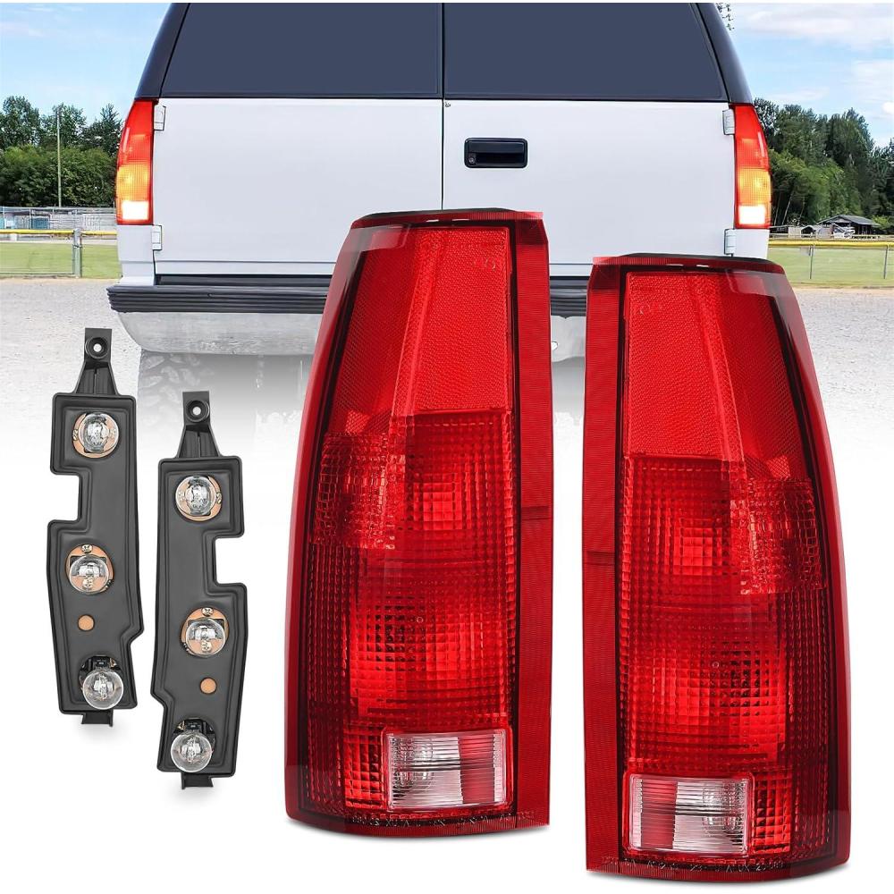 image:imageNilight Headlight and Taillight Assembly Combo Compatible with 1994 1995 1996 1997 1998 Chevy Silverado Tahoe Suburban C10 CK 1500 2500 3500 Tail Light Chrome Housing Clear Reflector Bumper LampPair of Driver and Passenger Side