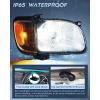 Nilight Headlight Assembly Compatible with 2001 2002 2003 2004 Toyota Tacoma Replacement Headlamp Chrome Housing Amber Reflector Driver and Passenger Side(Black Housing+ Amber Reflector)