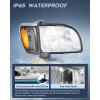 Nilight Headlight Assembly Compatible with 2001 2002 2003 2004 Toyota Tacoma Replacement Headlamp Chrome Housing Amber Reflector Driver and Passenger Side(Chrome Housing+ Amber Reflector+Smoke Lens)