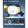 Nilight Headlight Assembly for 2005 2006 2007 2008 2009 2010 2011 Toyota Tacoma Replacement Headlamp Chrome Housing Amber Reflector(Black Housing + Amber Reflector)