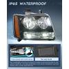 Nilight Headlight Assembly for 2007 2008 2009 2010 2011 2012 2013 2014 Chevy Avalanche Tahoe Suburban 1500 2500 Replacement Headlamp Bumper Lamp Set Black Housing Amber Reflector Smoked Lens(Black Housing + Amber Reflector)