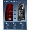 Nilight Headlight and Taillight Assembly Combo Compatible with 1994 1995 1996 1997 1998 Chevy Silverado Tahoe Suburban C10 C/K 1500 2500 3500 Tail Light Chrome Housing Clear Reflector Bumper Lamp(Dark Red w/3rd Brake Light)