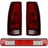 Nilight Headlight and Taillight Assembly Combo Compatible with 1994 1995 1996 1997 1998 Chevy Silverado Tahoe Suburban C10 C/K 1500 2500 3500 Tail Light Chrome Housing Clear Reflector Bumper Lamp(Dark Red w/3rd Brake Light)
