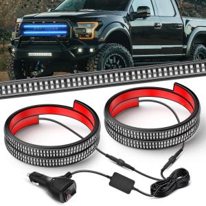 Nilight 2PCS 70 Inch Emergency Strobe Light Strip with Controller 864 LED White Running Board Lights Flexible Side Flashing Warning Caution Safety Waterproof for Truck Construction Pickup(Blue)