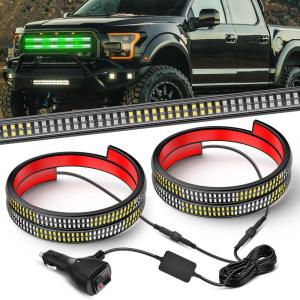 Nilight 2PCS 70 Inch Emergency Strobe Light Strip with Controller 864 LED White Running Board Lights Flexible Side Flashing Warning Caution Safety Waterproof for Truck Construction Pickup(Green White)