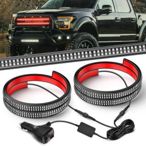 Nilight 2PCS 70 Inch Emergency Strobe Light Strip with Controller 864 LED White Running Board Lights Flexible Side Flashing Warning Caution Safety Waterproof for Truck Construction Pickup(Red)