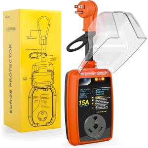 Nilight 30Amp RV Surge Protector Circuit Analyzer 2100 Joules Voltage Monitor High Low Spikes 125V/3750W ETL Listed with Extension Cord for Camper Van(15A to 30A)