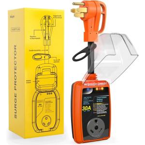 Nilight 30Amp RV Surge Protector Circuit Analyzer 2100 Joules Voltage Monitor High Low Spikes 125V/3750W ETL Listed with Extension Cord for Camper Van(50A to 30A)