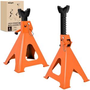 Nilight 6 Ton Jack Stands, Double Locking Heavy Duty Steel 12,000 lbs Capacity, Adjustable 15.35″-23.22″ Height for SUV Sedan Pickup Light Truck, 2 Pack