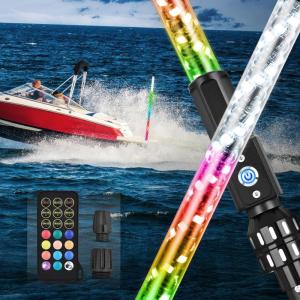 Nilight Boat Navigation Light 5FT Spiral LED Whip Lights 360° Visibility 2NM Coast Guard Compliant 400+ Patterns with Remote Plug-in Base Boats Stern Navlight for Night Fishing, Yacht, Pontoon(5FT)