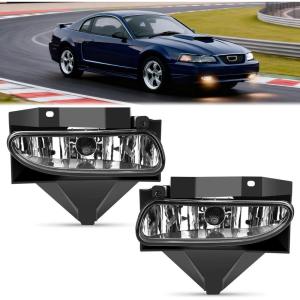 Nilight Fog Light Assembly Compatible with 1999 2000 2001 2002 2003 Ford F150 2004 F150 Heritage 1999-2003 F250 Super Duty 1999-2002 Ford Expedition Clear Lens Driver and Passenger Side(1999-2004 Ford Mustang Clear)