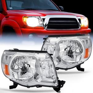 Nilight Headlight Assembly for 2005 2006 2007 2008 2009 2010 2011 Toyota Tacoma Replacement Headlamp Chrome Housing Amber Reflector(Chrome Housing + Amber Reflector)