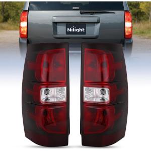 Nilight Headlight Assembly for 2007 2008 2009 2010 2011 2012 2013 2014 Chevy Avalanche Tahoe Suburban 1500 2500 Replacement Headlamp Bumper Lamp Set Black Housing Amber Reflector Smoked Lens(Smoke-Pair)