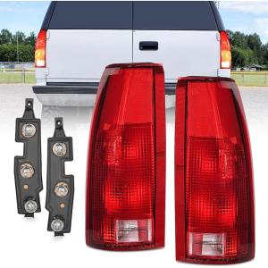Nilight Headlight and Taillight Assembly Combo Compatible with 1994 1995 1996 1997 1998 Chevy Silverado Tahoe Suburban C10 C/K 1500 2500 3500 Tail Light Chrome Housing Clear Reflector Bumper Lamp(Pair of Driver and Passenger Side)