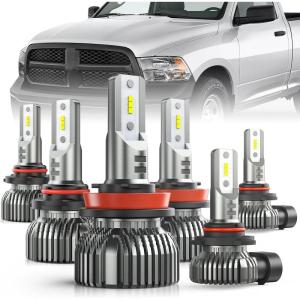 Nilight LED High Low Fog Light Bulbs Fits For Ram 1500 2500 3500 (2016-2018), Halogen Upgrade Replacement, Compact Size, 6000K Cool White, 6-Pack