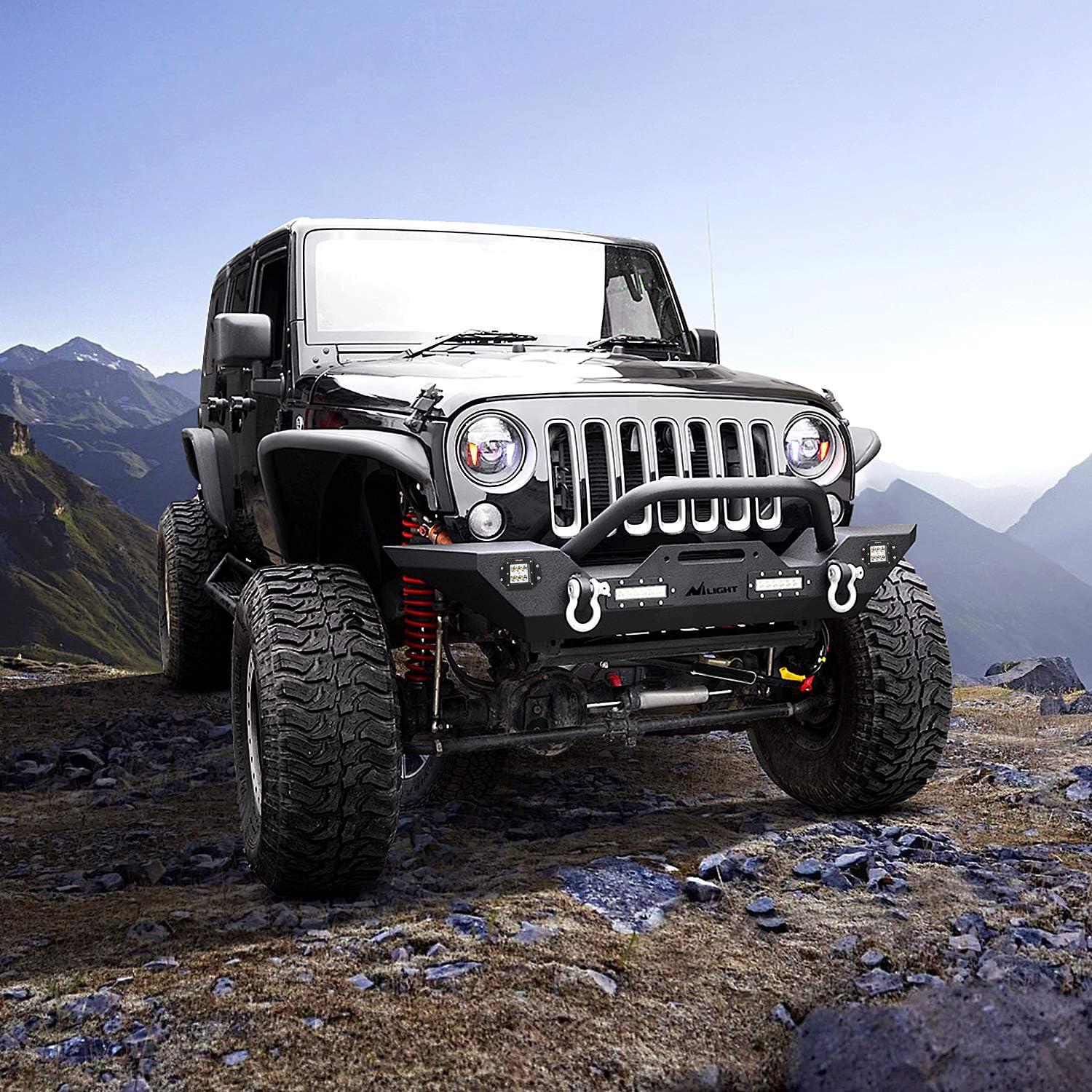 image:imageNilight Rear Bumper amp Spare Tire Rack amp Hitch Receiver w2 LED Lights Compatible for 20072018 Wrangler JK for 20072018 Wrangler JK amp UnlimitedFront Bumper