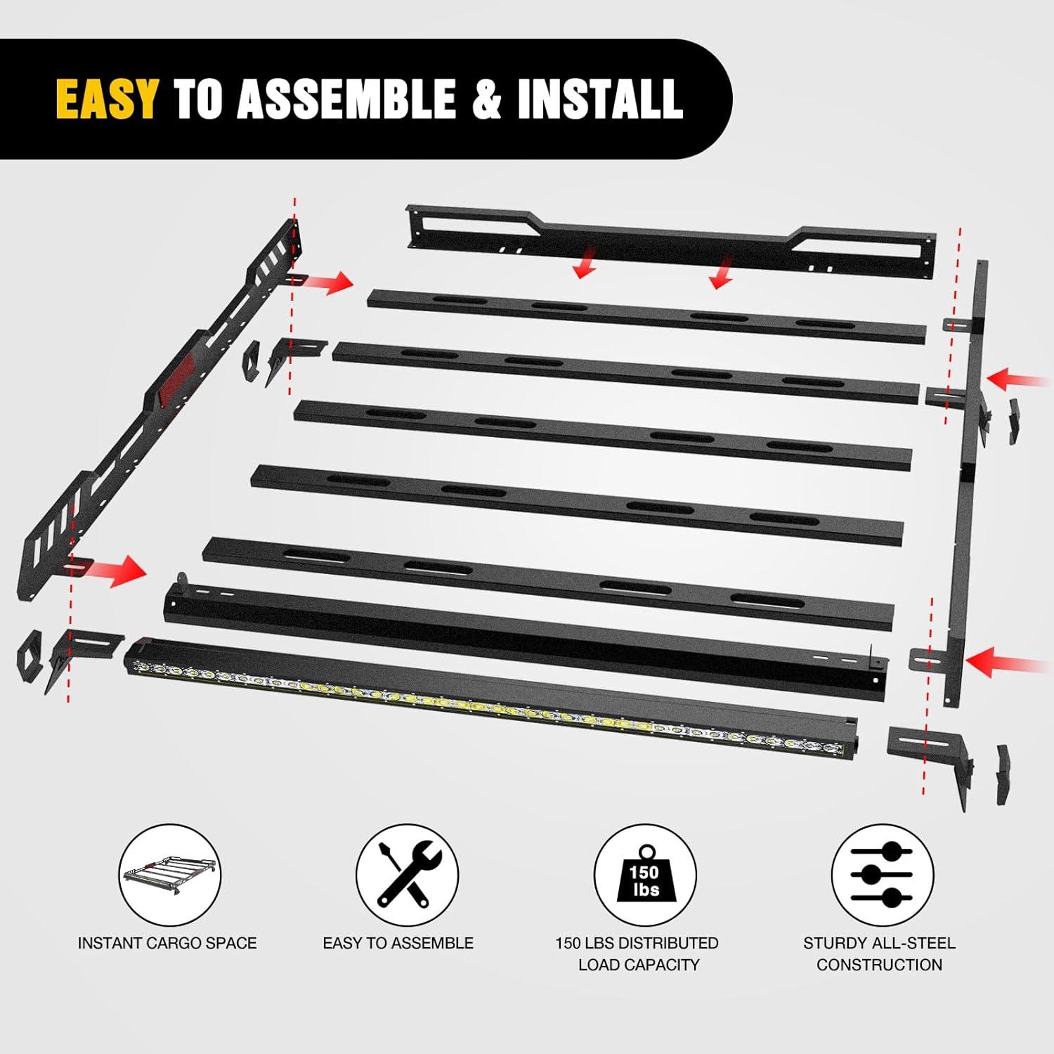 image:imageNilight Rear Bumper amp Spare Tire Rack amp Hitch Receiver w2 LED Lights Compatible for 20072018 Wrangler JK for 20072018 Wrangler JK amp UnlimitedJKJLJT Roof Rack
