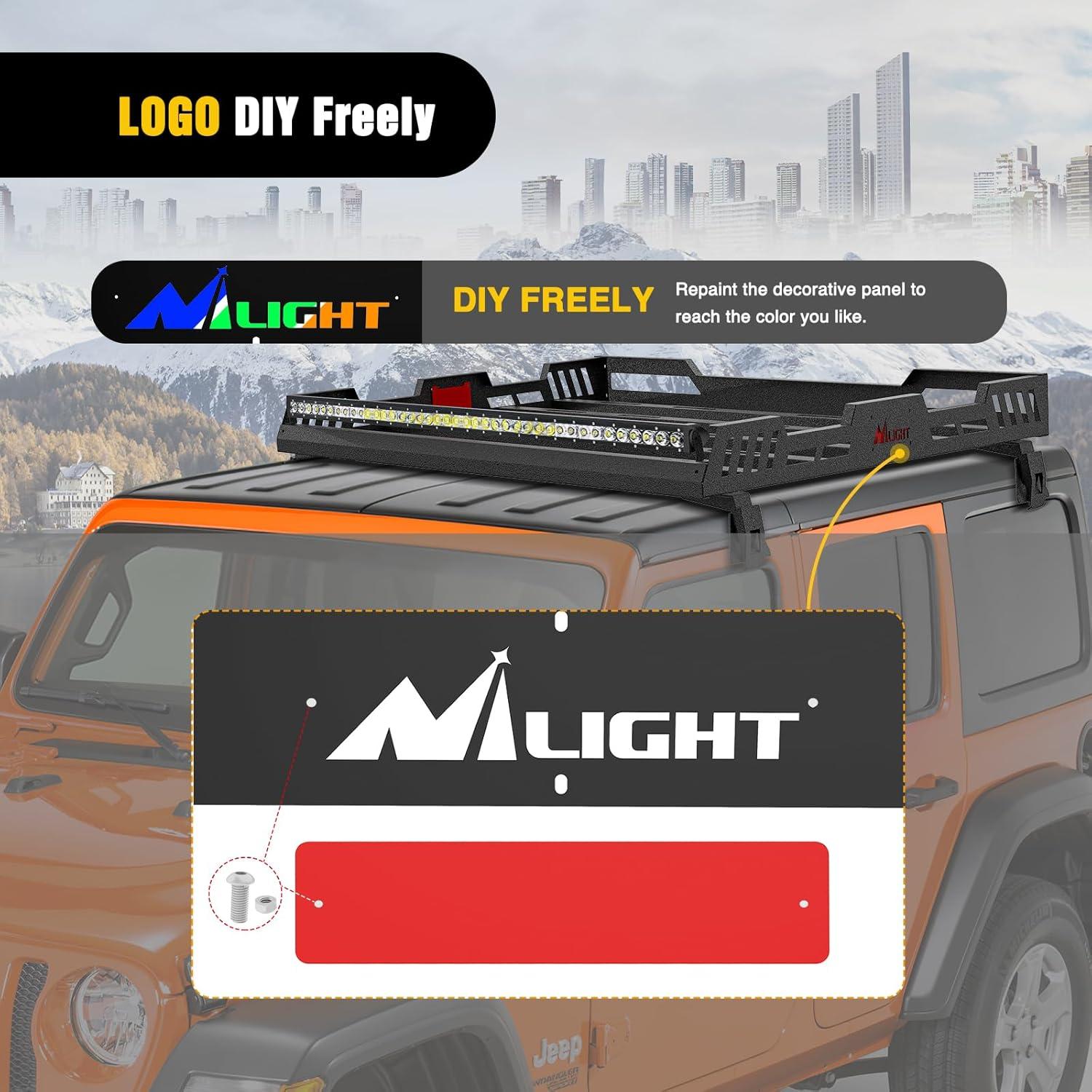 image:imageNilight Rear Bumper amp Spare Tire Rack amp Hitch Receiver w2 LED Lights Compatible for 20072018 Wrangler JK for 20072018 Wrangler JK amp UnlimitedJKJLJT Roof Rack