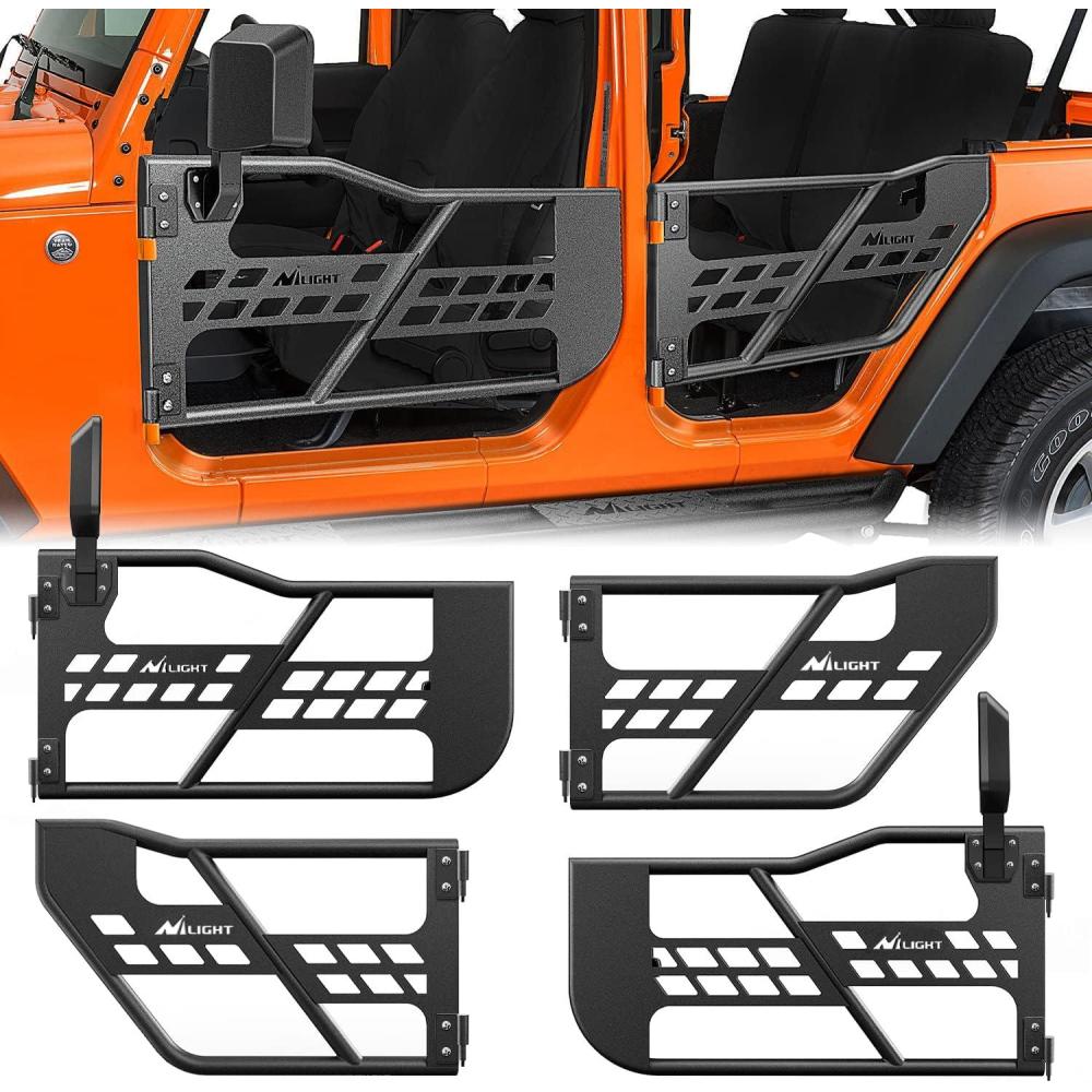 image:imageNilight Rear Bumper amp Spare Tire Rack amp Hitch Receiver w2 LED Lights Compatible for 20072018 Wrangler JK for 20072018 Wrangler JK amp UnlimitedJK Tubular Doors