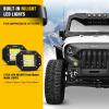Nilight Rear Bumper & Spare Tire Rack & Hitch Receiver w/2 LED Lights Compatible for 2007-2018 Wrangler JK for 2007-2018 Wrangler JK & Unlimited(Front Bumper Grill)