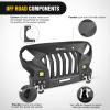 Nilight Rear Bumper & Spare Tire Rack & Hitch Receiver w/2 LED Lights Compatible for 2007-2018 Wrangler JK for 2007-2018 Wrangler JK & Unlimited(Front Bumper Grill)