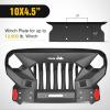 Nilight Rear Bumper & Spare Tire Rack & Hitch Receiver w/2 LED Lights Compatible for 2007-2018 Wrangler JK for 2007-2018 Wrangler JK & Unlimited(Front Bumper Grill)
