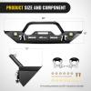 Nilight Rear Bumper & Spare Tire Rack & Hitch Receiver w/2 LED Lights Compatible for 2007-2018 Wrangler JK for 2007-2018 Wrangler JK & Unlimited(Front Bumper)