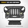 Nilight Rear Bumper & Spare Tire Rack & Hitch Receiver w/2 LED Lights Compatible for 2007-2018 Wrangler JK for 2007-2018 Wrangler JK & Unlimited(Front Bumper Grill)