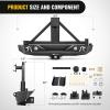 Nilight Rear Bumper & Spare Tire Rack & Hitch Receiver w/2 LED Lights Compatible for 2007-2018 Wrangler JK for 2007-2018 Wrangler JK & Unlimited(Rear Bumper & Spare Tire Rack)